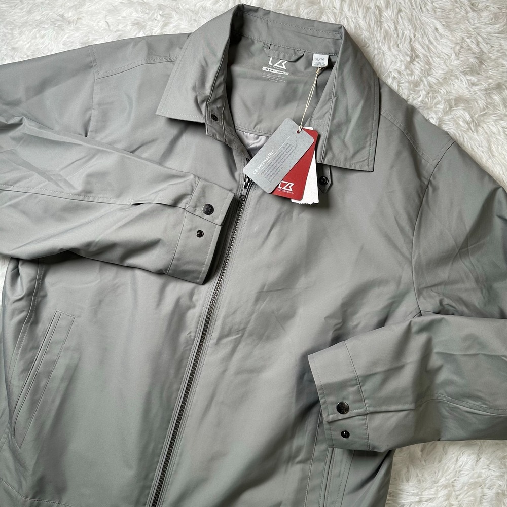 NWT Cutter & Buck CB WeatherTec Jacket Mens XL Gray Full Zip Water Resistant